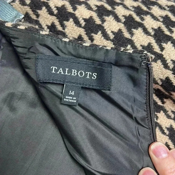 Talbots Brown Tan Houndstooth Skirt Size 14 Plus Career Work Business Office - Picture 8 of 11